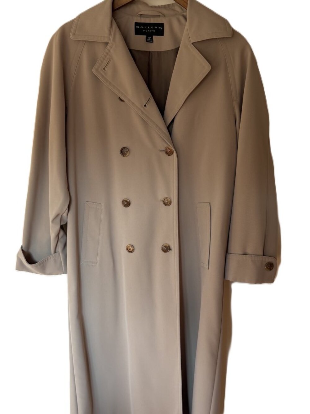 NWOT Gallery Petite Classic Brown Double-Breasted Trench Coat, Size 4P